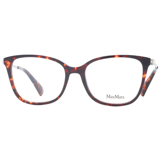 Max Mara Brown Women Glasses Frame, square plastic full-rim, demo lenses, 54-17-140, includes branded case.