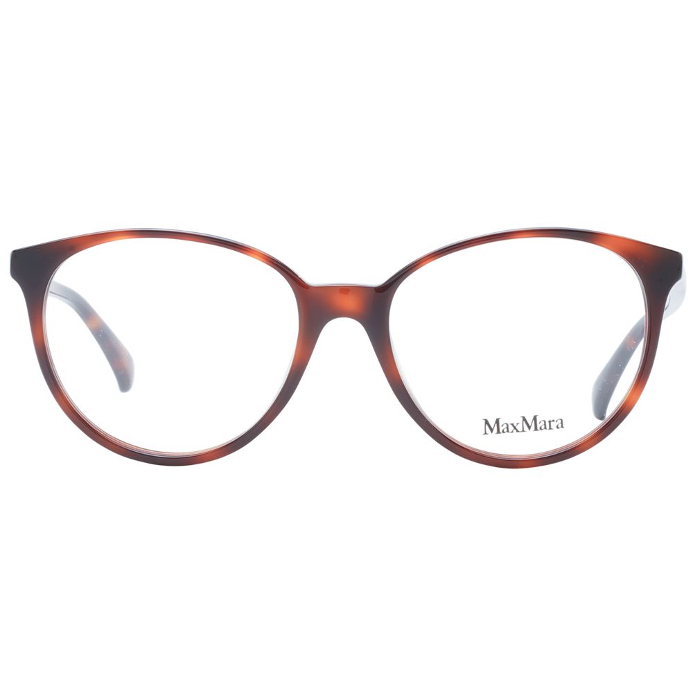 Max Mara Brown Women Glasses Frame in full-rim plastic, round style.