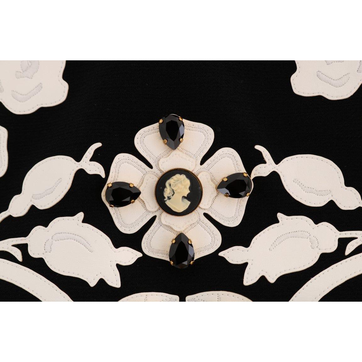 تنورة دولتشي آند غابانا ذات قلم رصاص من الكريستال باللونين الأسود والأبيض