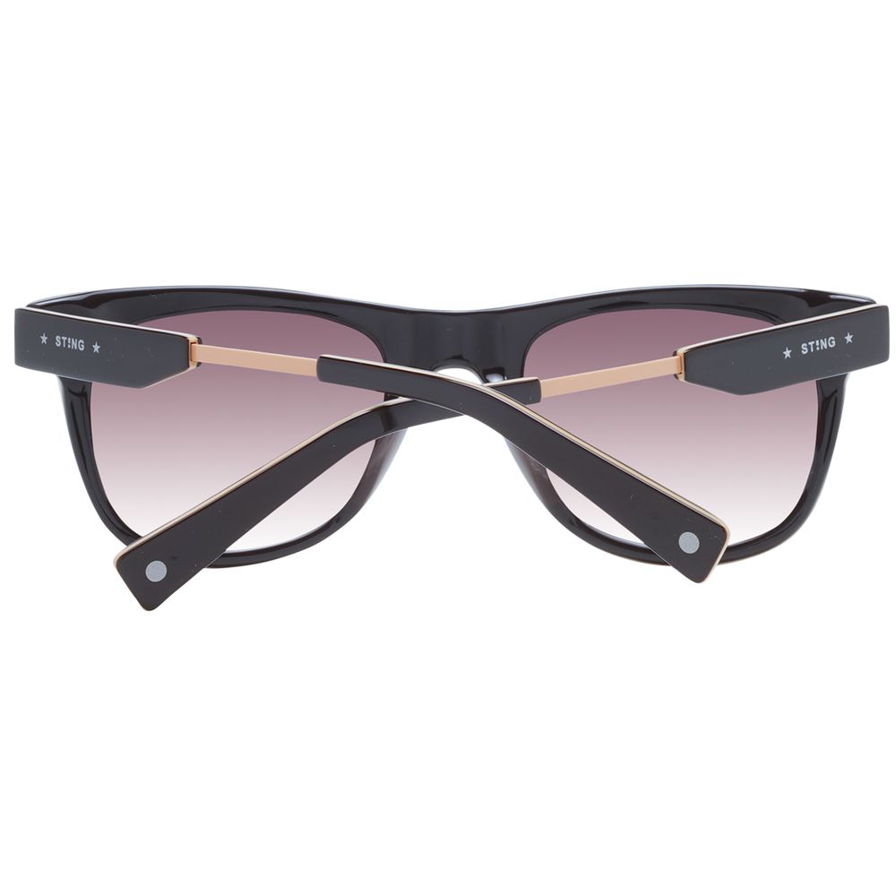 Sting Brown Men Sunglass with brown acetate full-rim frame, gradient plastic lenses, featuring stylish square design and branded case included.