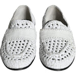 Dolce & Gabbana White Woven Leather Slip On Loafers Men Shoes