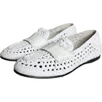 Dolce & Gabbana White Woven Leather Slip On Loafers Men Shoes