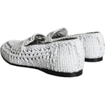 Dolce & Gabbana White Woven Leather Slip On Loafers Men Shoes