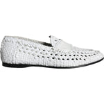 Dolce & Gabbana White Woven Leather Slip On Loafers Men Shoes