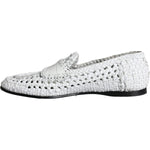 Dolce & Gabbana White Woven Leather Slip On Loafers Men Shoes