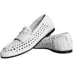 Dolce & Gabbana White Woven Leather Slip On Loafers Men Shoes