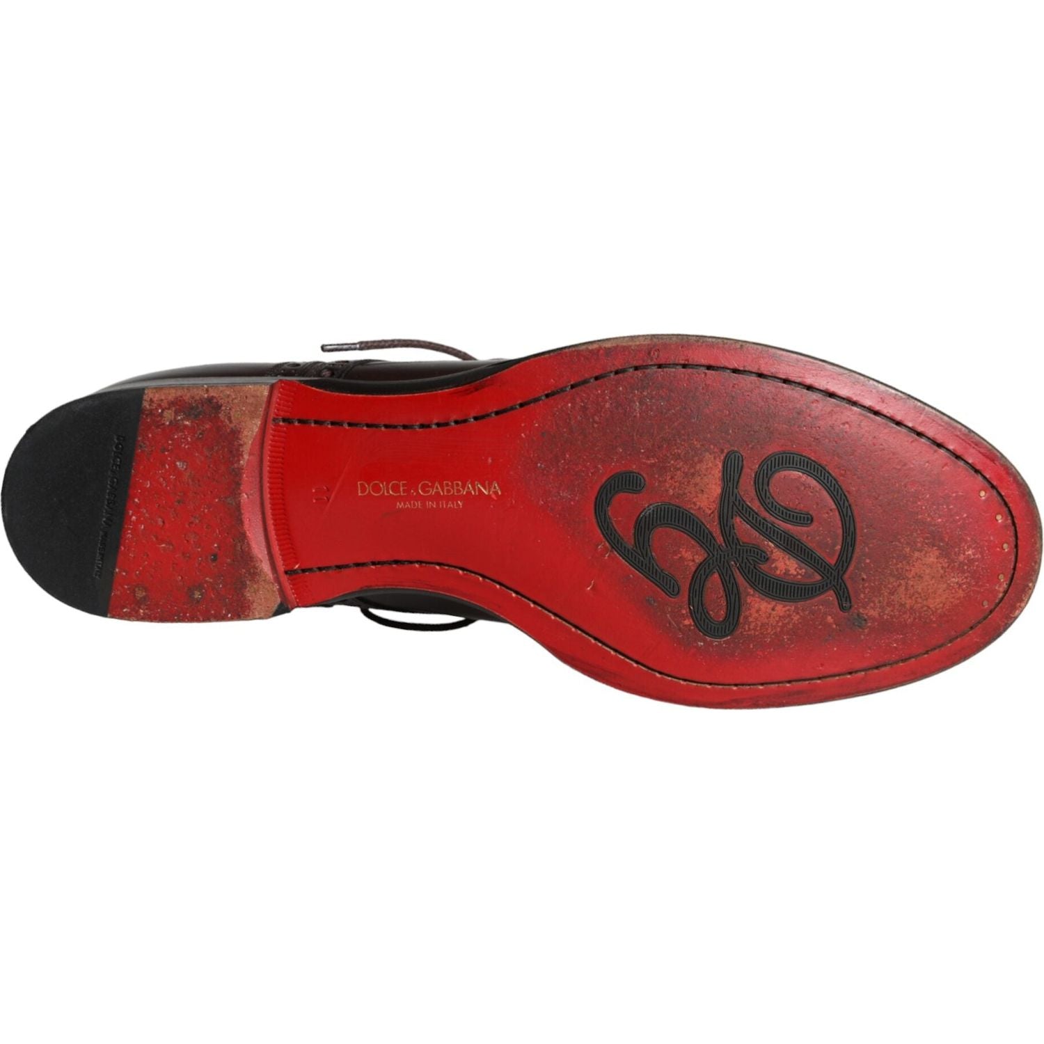 حذاء أكسفورد من دولتشي آند غابانا مصنوع من جلد العجل باللون البني برباط