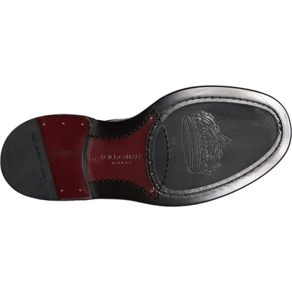 Dolce & Gabbana Black Leather Oxford Wingtip Formal Men Shoes