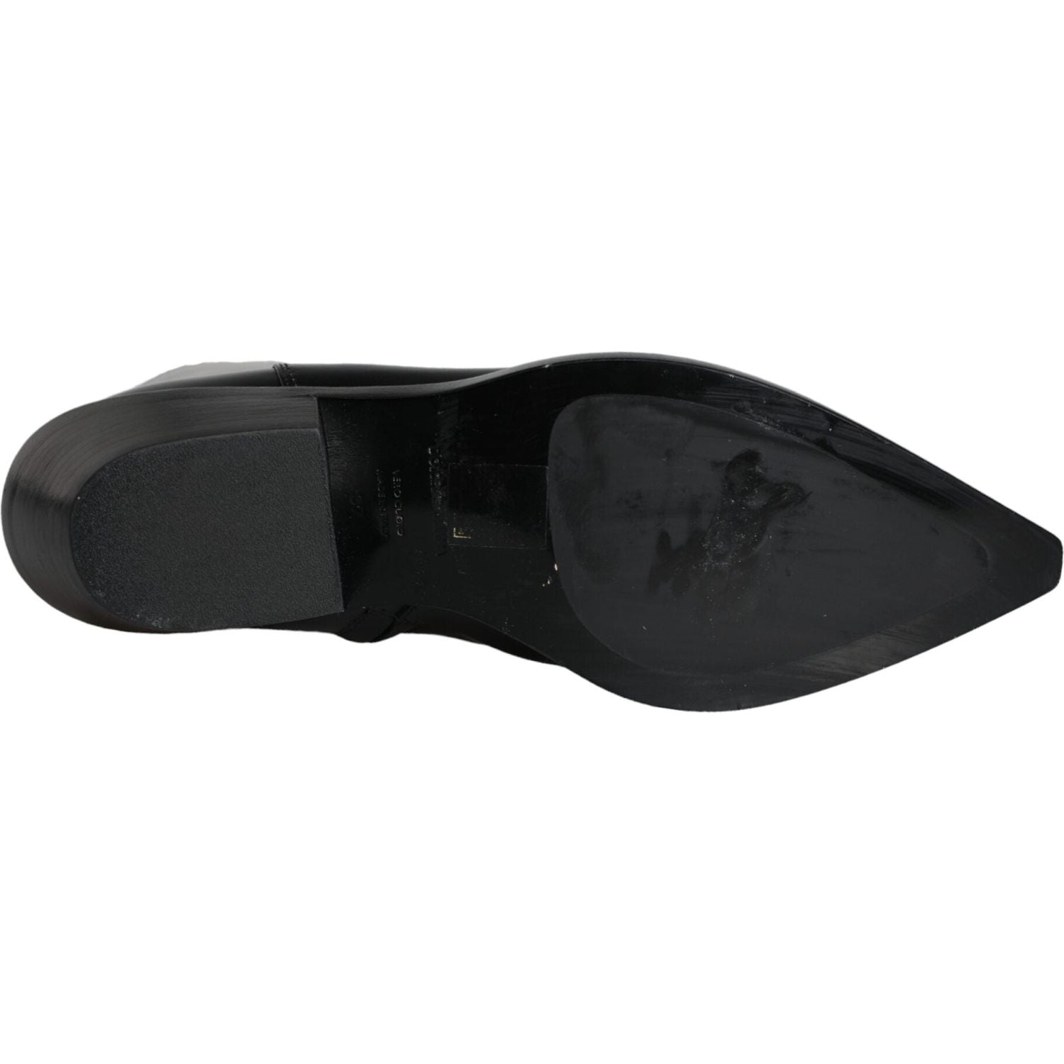 حذاء بوت قصير من الجلد الأسود من دولتشي آند غابانا