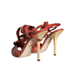 Dolce & Gabbana Coral Exotic Leather Heels Sandals Shoes