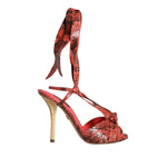 Dolce & Gabbana Coral Exotic Leather Heels Sandals Shoes