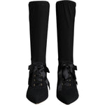 Dolce & Gabbana Black Stiletto Heels Mid Calf Boots Shoes LA12917-37