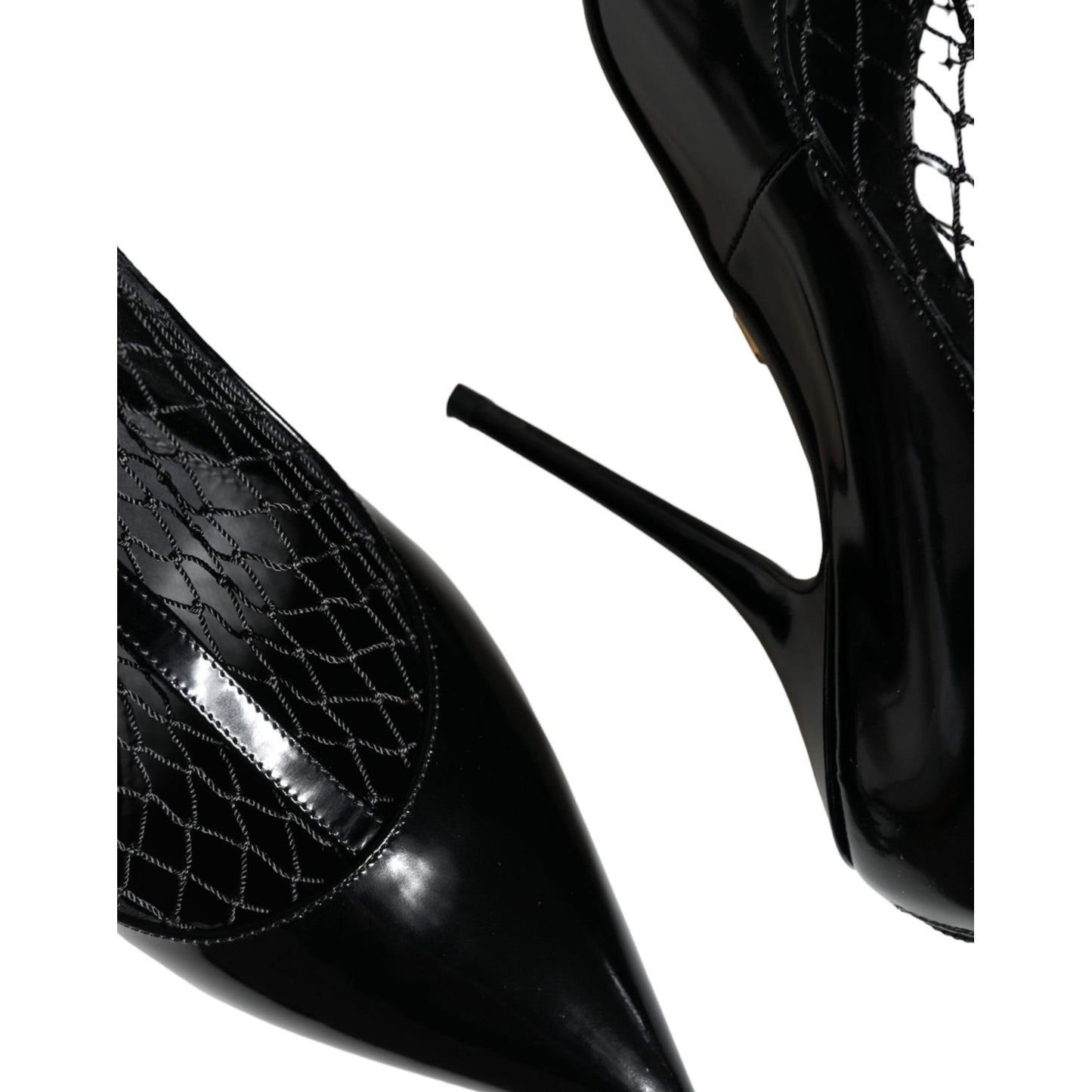 Dolce & Gabbana Black Mesh Patent Leather Heels Pumps Shoes