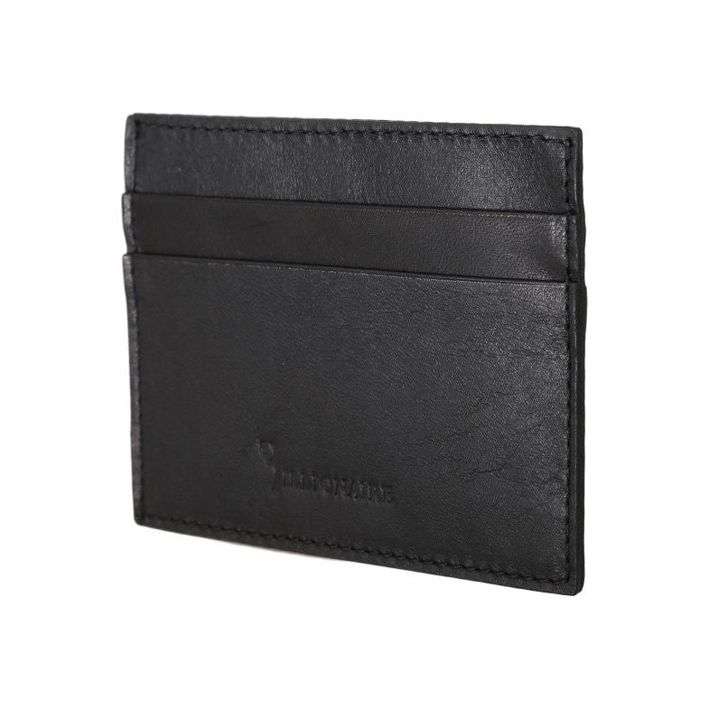 Billionaire Italian Couture Black Leather Cardholder Wallet