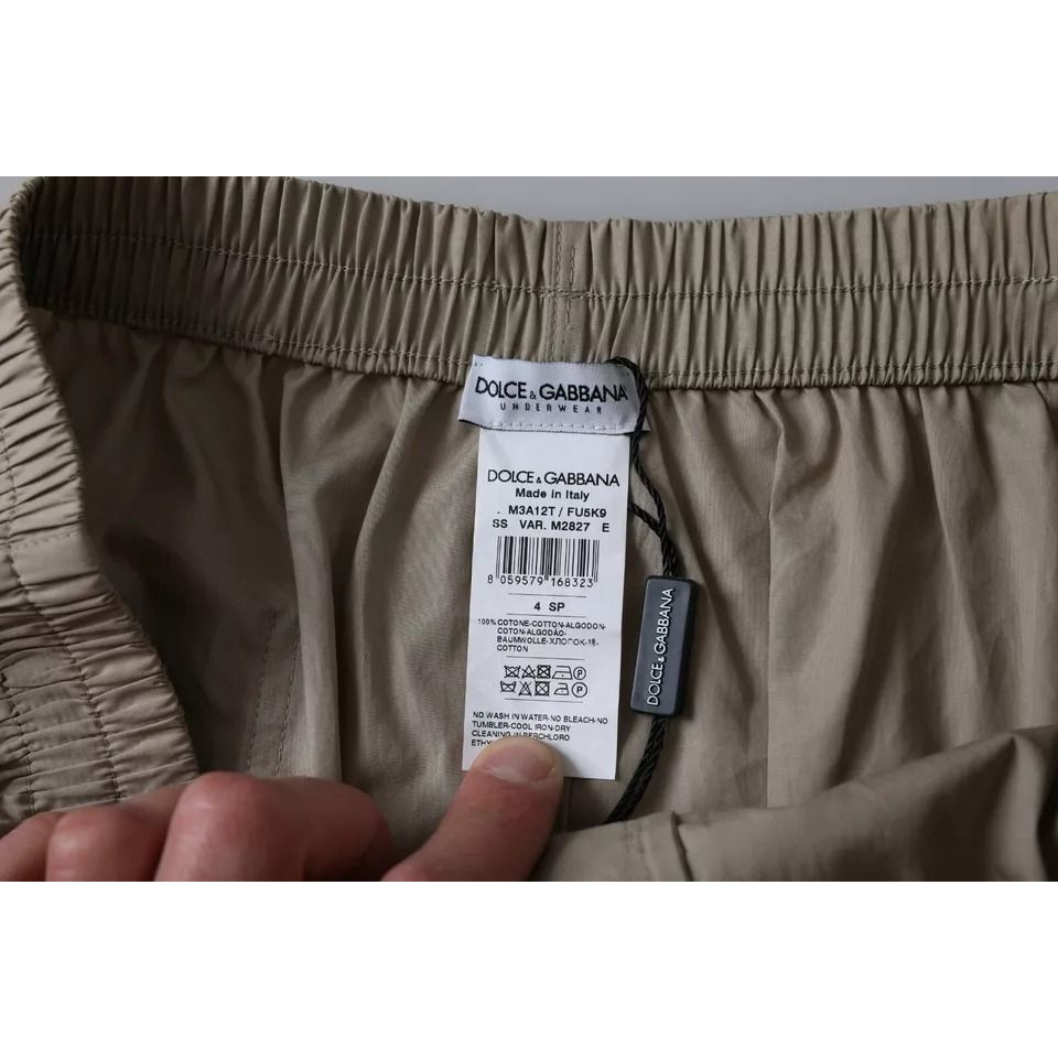 ملابس داخلية بوكسر عادية من القطن باللون البني من دولتشي آند غابانا