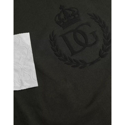 Dolce & Gabbana Green Logo Cotton Crew Neck Pullover Sweater