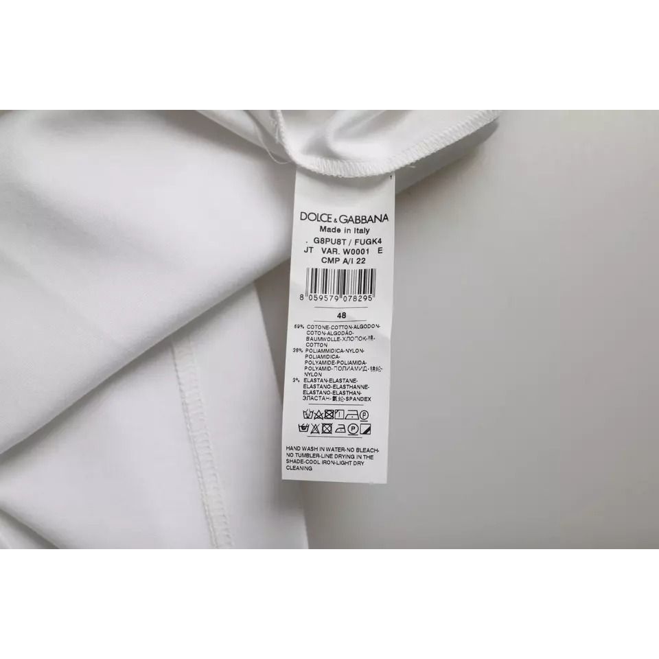Dolce & Gabbana White Cotton Round Neck Short Sleeve T-shirt