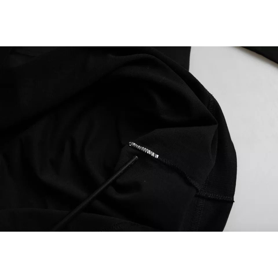 تي شيرت Dolce &amp; Gabbana من القطن المنقوش بشعار أسود ورقبة دائرية