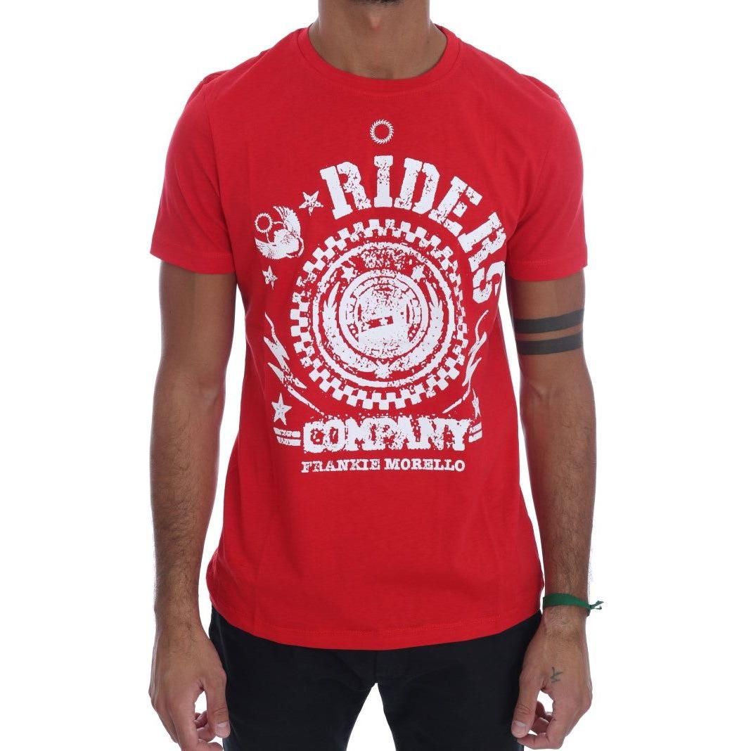 تي شيرت Frankie Morello Chic Red 'RIDERS' Motive Crewneck
