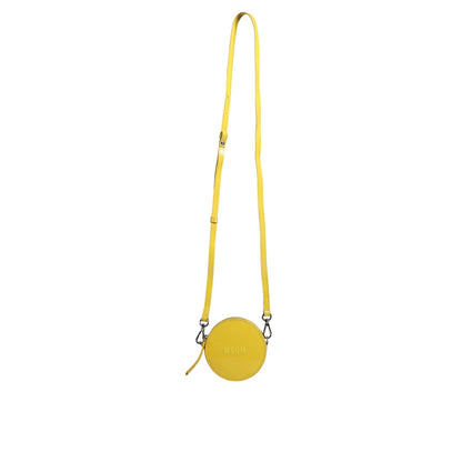 MSGM Yellow Leather Logo Crossbody Sling Shoulder Round Bag MSGM