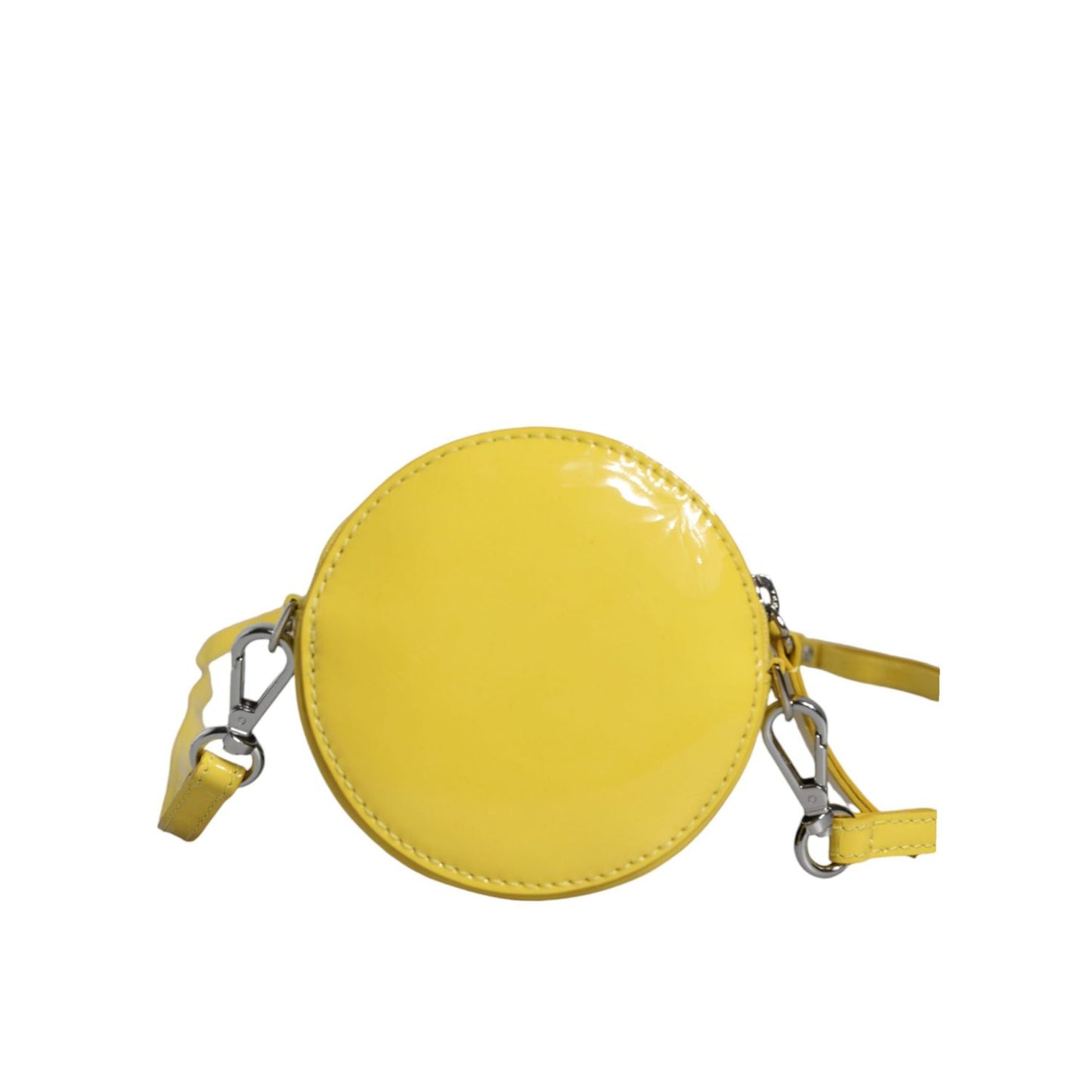 MSGM Yellow Leather Logo Crossbody Sling Shoulder Round Bag MSGM