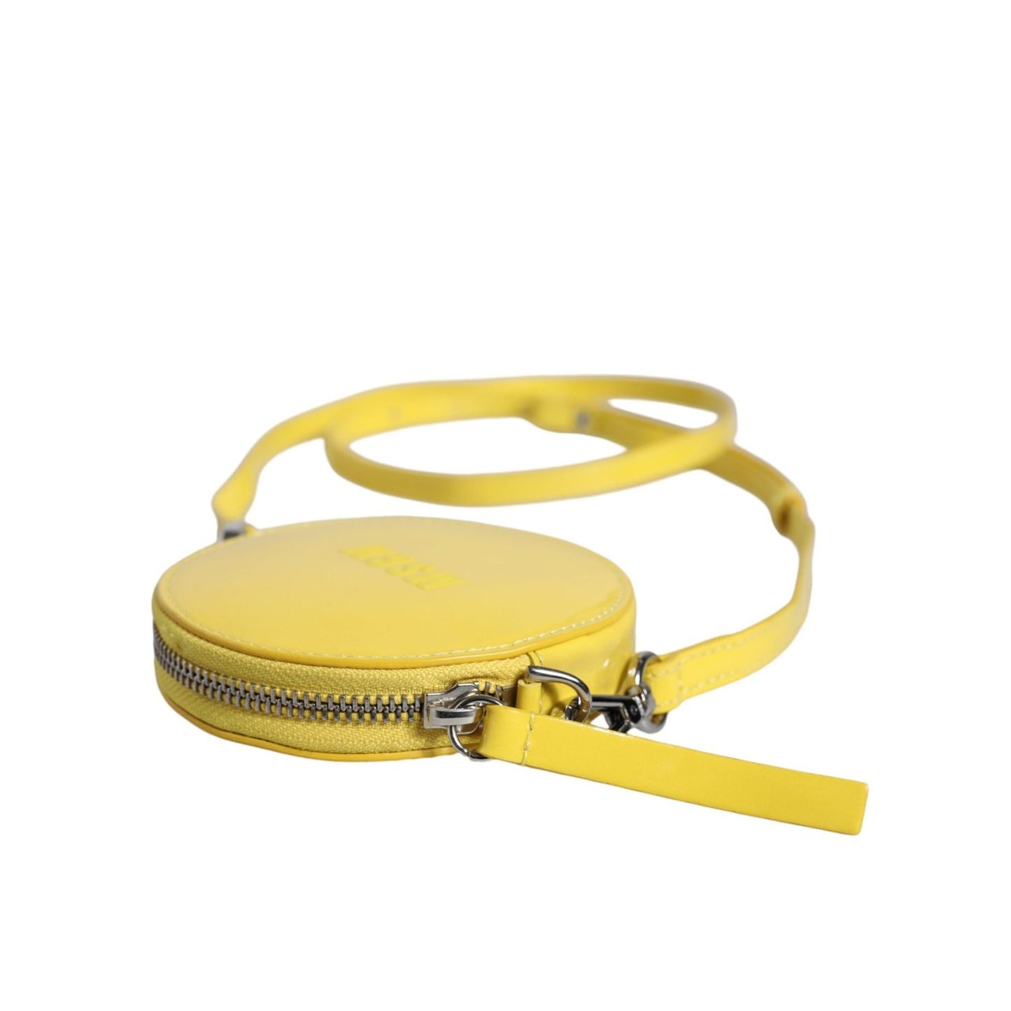 MSGM Yellow Leather Logo Crossbody Sling Shoulder Round Bag MSGM