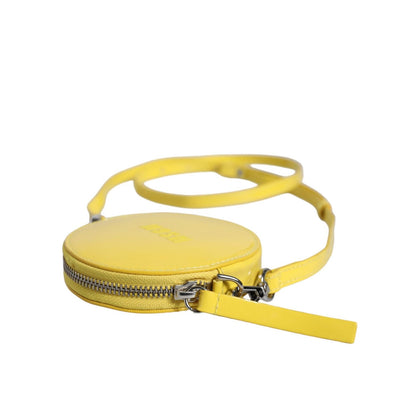 MSGM Yellow Leather Logo Crossbody Sling Shoulder Round Bag MSGM