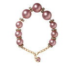 Dolce & Gabbana Pink Maxi Faux Pearl Beads Crystals Gold Chain Necklace Necklace