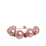 Dolce & Gabbana Pink Maxi Faux Pearl Beads Crystals Gold Chain Necklace Necklace