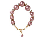 Dolce & Gabbana Pink Maxi Faux Pearl Beads Crystals Gold Chain Necklace Necklace