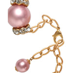Dolce & Gabbana Pink Maxi Faux Pearl Beads Crystals Gold Chain Necklace Necklace