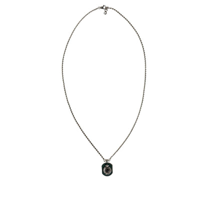 Dolce & Gabbana Sterling Silver 925 Chain Bar Gem Pendant Logo Necklace Necklace
