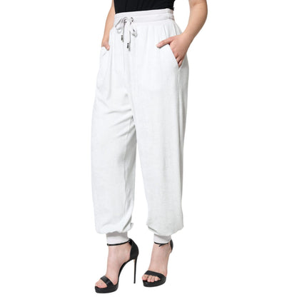 Dolce & Gabbana White Nylon Jogger Sweatpants Pants