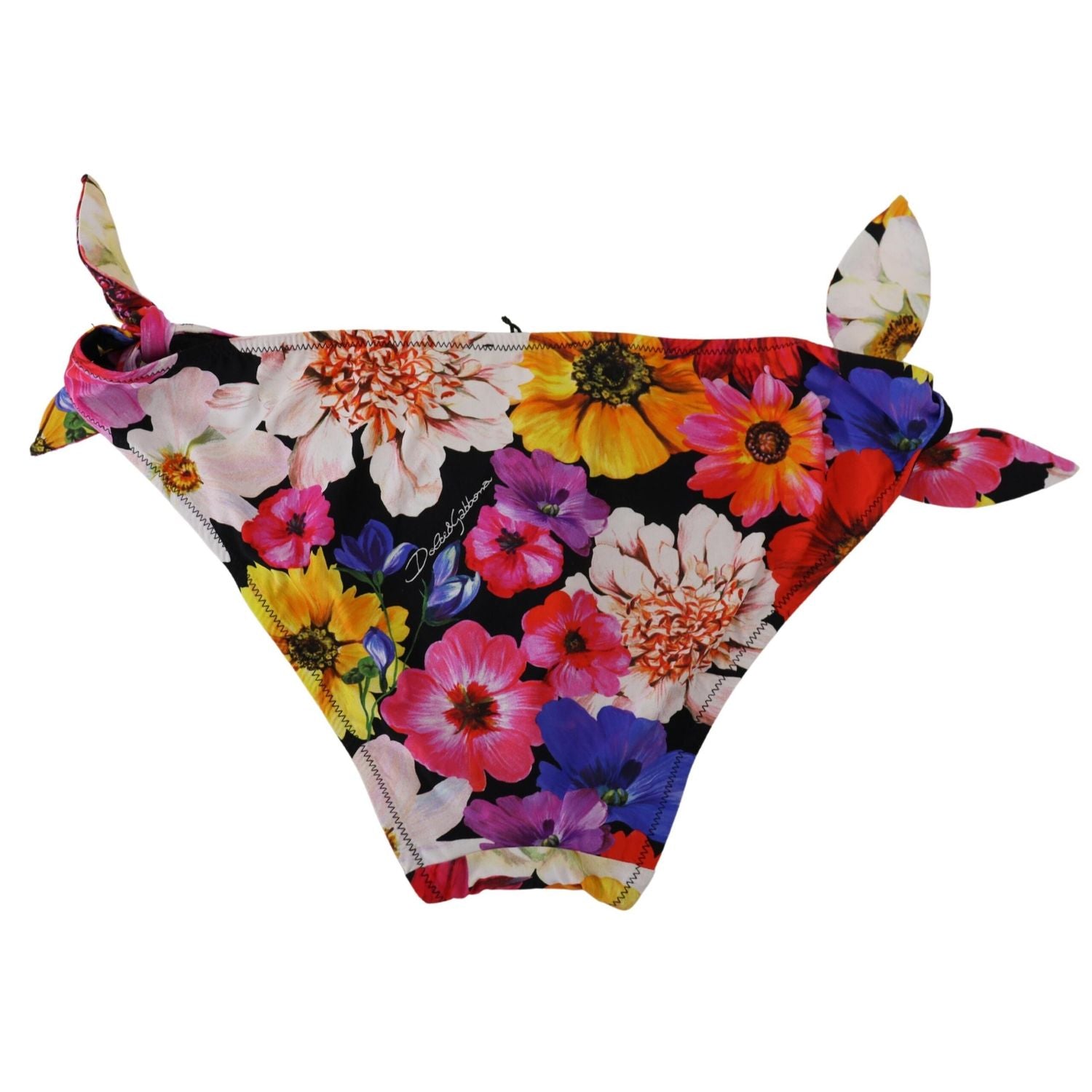 Dolce & Gabbana Black Floral Print Swimsuit Bikini Bottom Swimwear