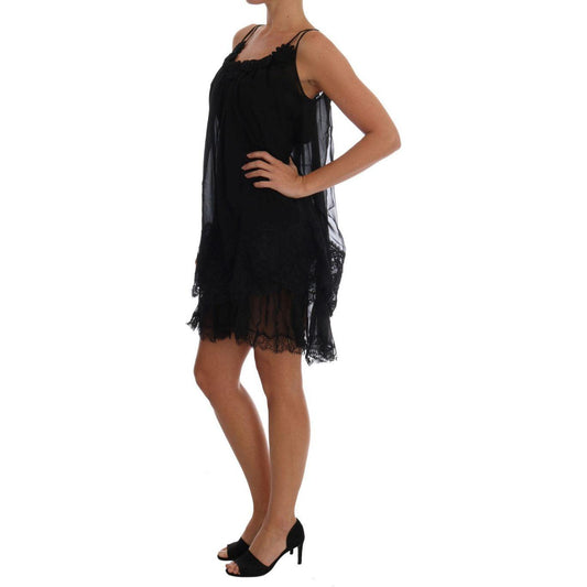 Dolce & Gabbana Black Silk Lace Chemise Dress