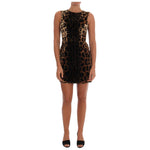 Dolce & Gabbana Brown Leopard Print Silk Sheath Dress