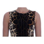Dolce & Gabbana Brown Leopard Print Silk Sheath Dress