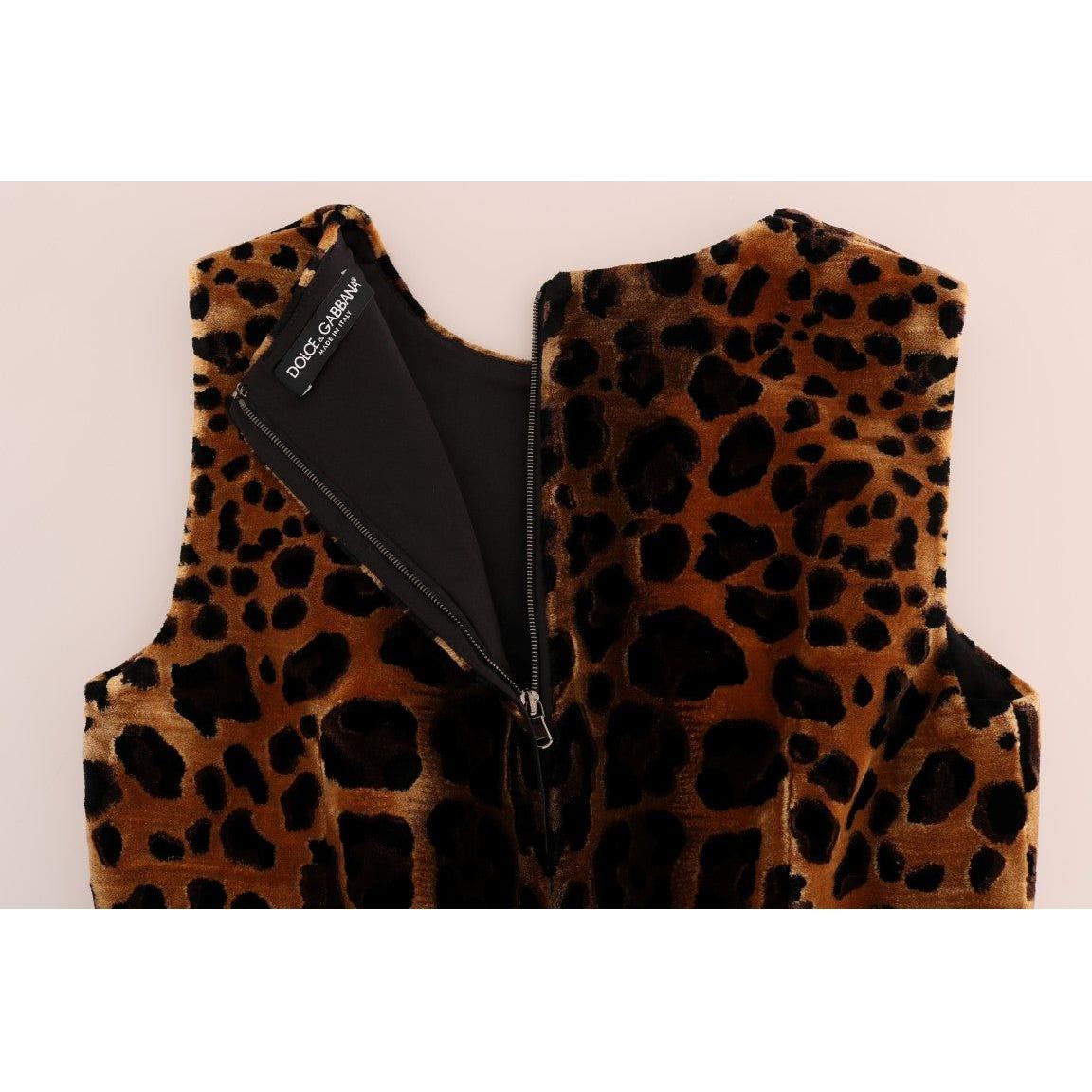 Dolce & Gabbana Brown Leopard Print Silk Sheath Dress