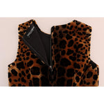 Dolce & Gabbana Brown Leopard Print Silk Sheath Dress