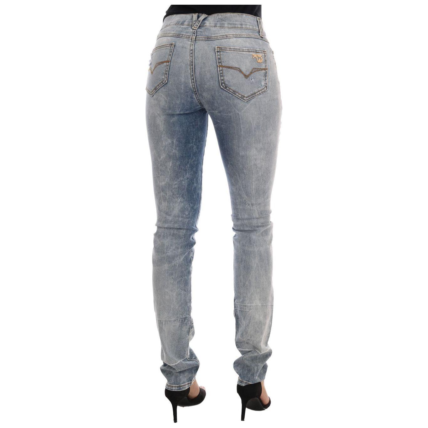 بنطلون جينز Versace Jeans Chic Light Blue Torn Slim Fit