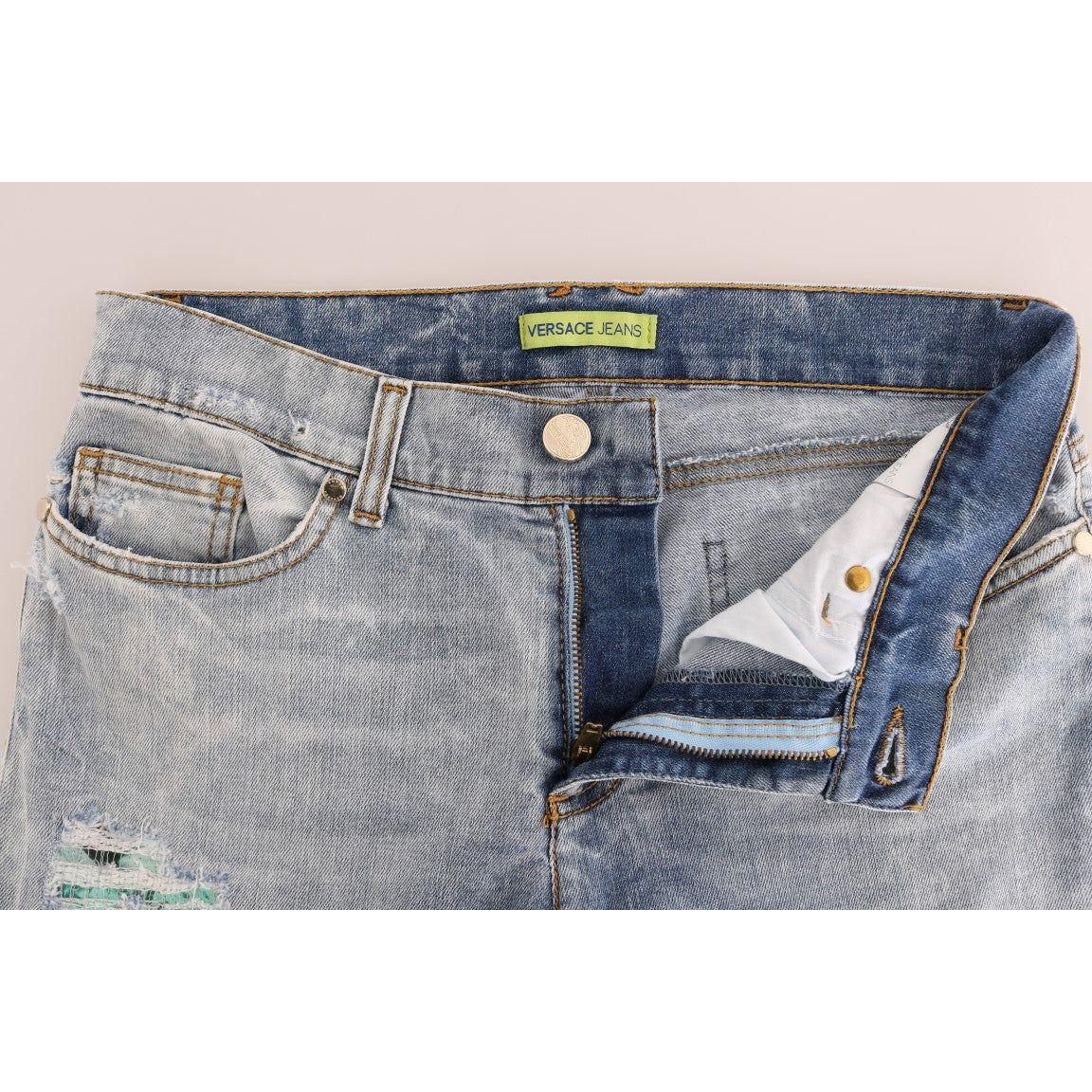 بنطلون جينز Versace Jeans Chic Light Blue Torn Slim Fit