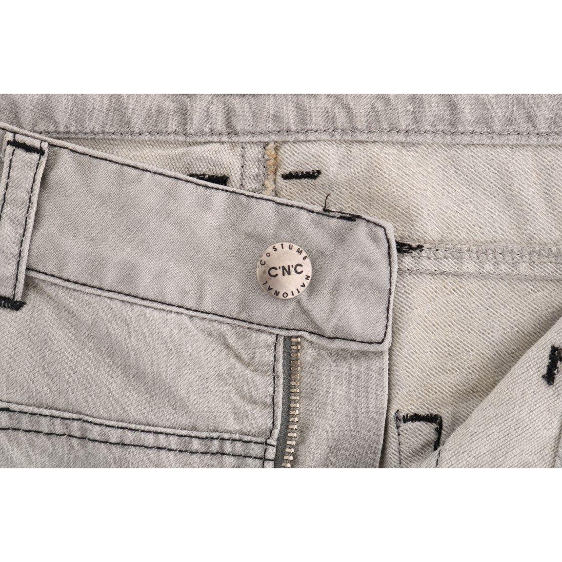 Costume National Gray Wash Cotton Slim Jeans