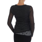 Ermanno Scervino Chic Gray Lace Sleeve Blouse Ermanno Scervino Black