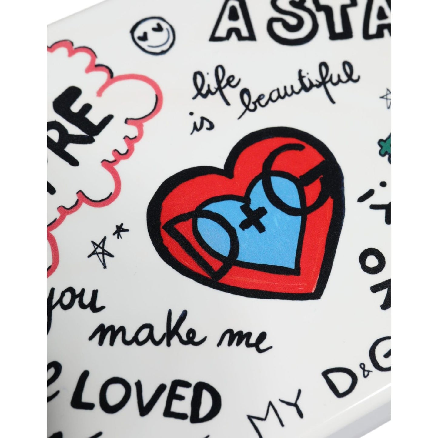 Dolce & Gabbana White Graffiti Print Clutch Crossbody Bag