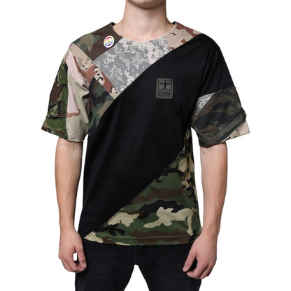 Dolce & Gabbana Multicolor Camouflage Patchwork DG Royal T-shirt