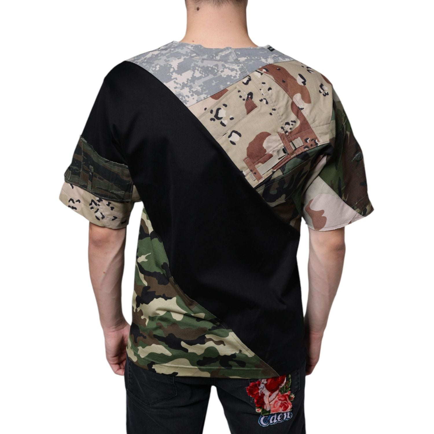 Dolce & Gabbana Multicolor Camouflage Patchwork DG Royal T-shirt