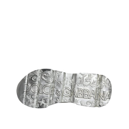 Dolce & Gabbana White Silver Daymaster Low Top Sneakers Shoes