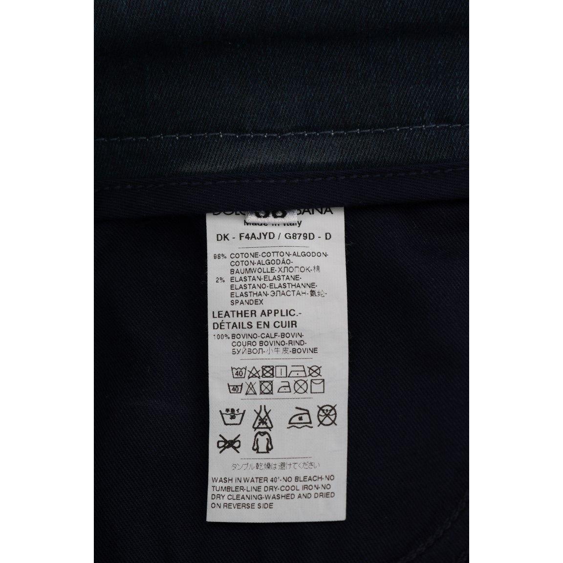 تنورة قصيرة من قماش الدنيم باللون الأزرق الأنيق من دولتشي آند غابانا