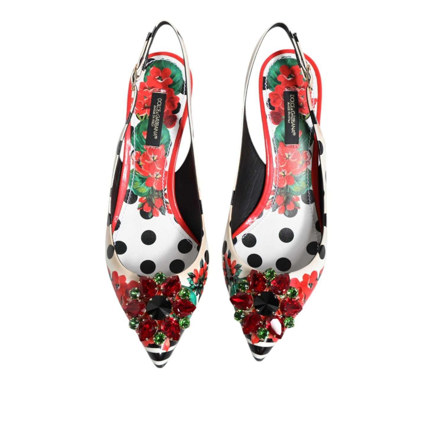 Dolce & Gabbana Multicolor Crystal Heels Slingback Shoes