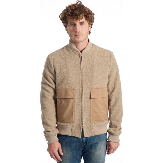 Roberto Pepe Luxury Beige Wool Men Jacket RO-24677-IT48 | M